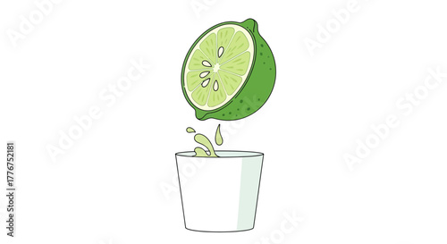 Fresh Lime Juice Dripping Into a Glass for a Refreshing, zesty Drink Illustration