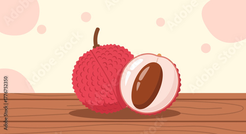 Fresh Lychee Illustration Depicting Fruit, Perfect for Healthy Eating Concepts and Designs