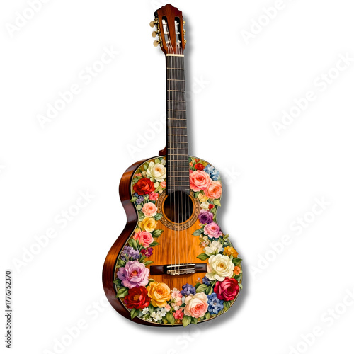 UNA CHITARRA CLASSICA CON FIORI 