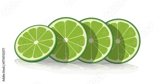 Fresh Lime Slices Arrangement With Playful Shadows Against a Bright White Background