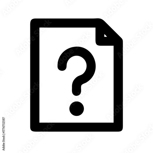 Unknown document icon – simple file symbol with question mark for missing files, unsupported formats, error notifications, help dialogs, troubleshooting interfaces, and modern UI/UX digital tools