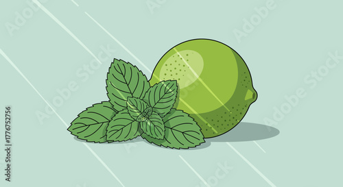 Fresh Mint and Lime Illustration: A Refreshing and Vibrant Graphical Creation