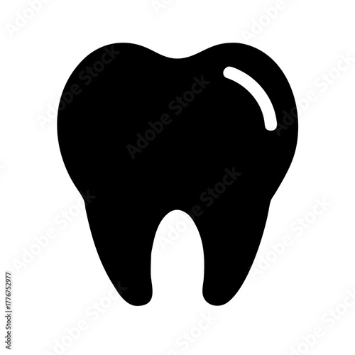 Tooth icon – simple black dental symbol for dentistry, oral health, dental care services, clinic branding, hygiene education, medical apps, orthodontics, and modern UI/UX design