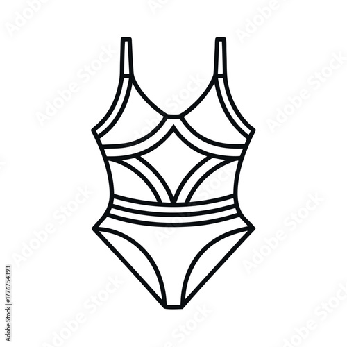 Outline Beach Sandal Line Art Vector Illustration