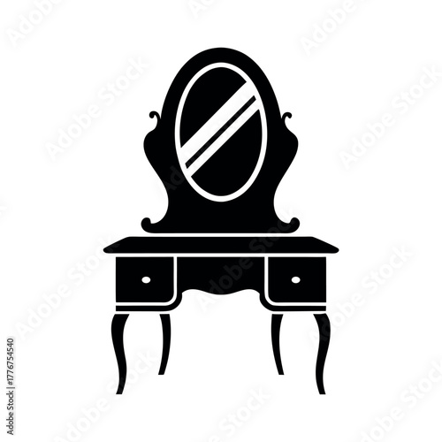 Dressing Table Silhouette Vector Art