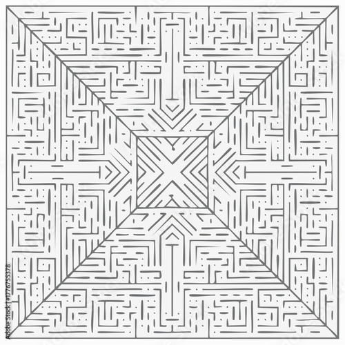 Abstract Geometric Maze with Diagonal Symmetry and Dot Accents labyrinth pattern