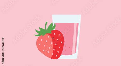 Fresh Strawberry Smoothie Illustration Depicting A Refreshing, Delicious, And Fruity Beverage