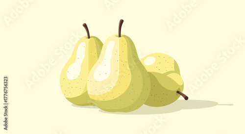 Fresh Yellow Pears Displayed on a Light Beige Background with Dramatic Shadows