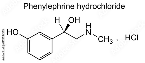 Phenylephrine hydrochloride, chemical structure of phenylephrine hydrochloride, drug substance