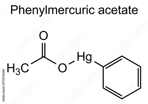 Phenylmercuric acetate, chemical structure of phenylmercuric acetate, drug substance