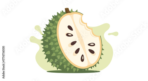 Freshly Bitten Exotic Soursop Fruit Graphic Showing The Inner Seeds And Texture