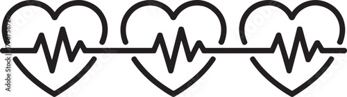 Black Silhouette Hearts Interconnected with Heartbeat Line love life