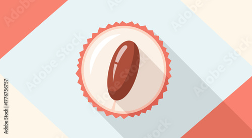 Freshly Cut Lychee Fruit Vector Illustration Amidst Modern Pastel Background