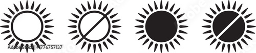 Four Black and White Sun Icons with Different Treatments solar light