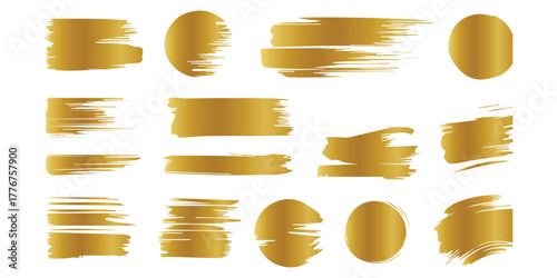 Golden brush stroke collection abstract design elements vector art