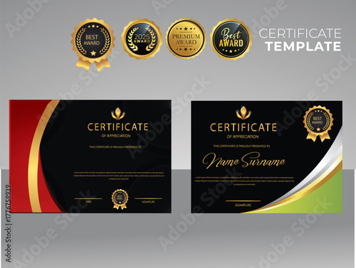 collection, vector elegant certificate templates with luxury and modern pattern background - Vector