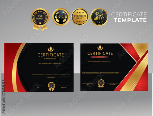 collection, vector elegant certificate templates with luxury and modern pattern background - Vector