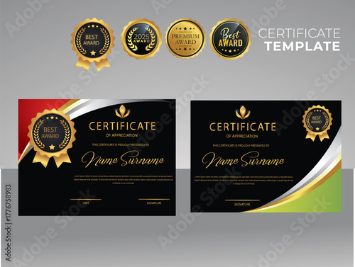 collection, vector elegant certificate templates with luxury and modern pattern background - Vector