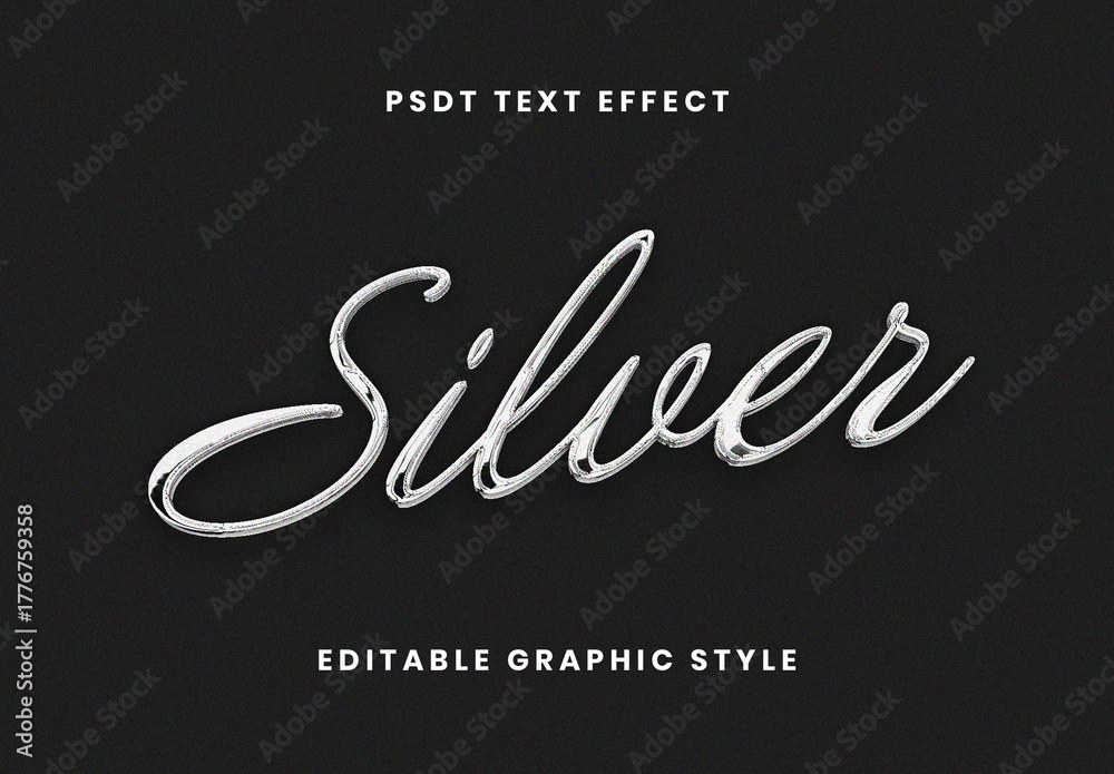 Chrome Script Text Effect Stock Template | Adobe Stock
