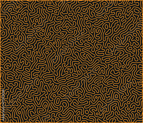 Intricate, organic, labyrinthine pattern with warm, glowing lines on a dark background, evoking a sense of complexity and flow.