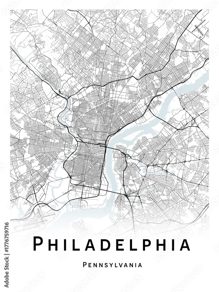 Fototapeta premium City map of the Philadelphia, Pennsylvania - concept art.