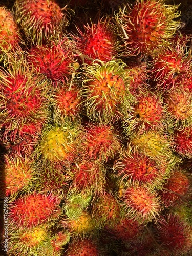 exotic fruit rambutan at market