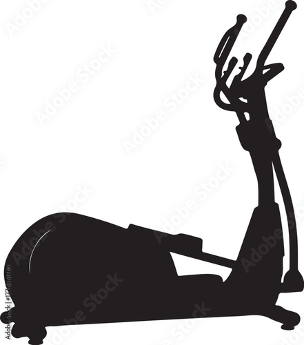 Side view silhouette of an elliptical exercise machine with handlebars on a white background trainer on transparent background
