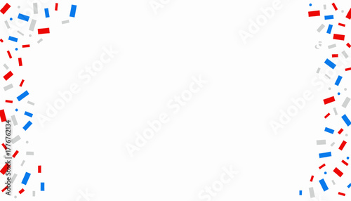 Festive Celebration Background Adorned with Colorful Red, Blue, and Beige Confetti and Twirling Ribbons Creating Joyful Atmosphere