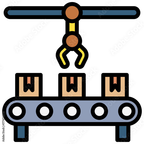 Automation Icon, Mini Illustration Relate To Industry 4-0, Modern Industry. Use For Modern Concept, Ui, Ux Web And App Development.