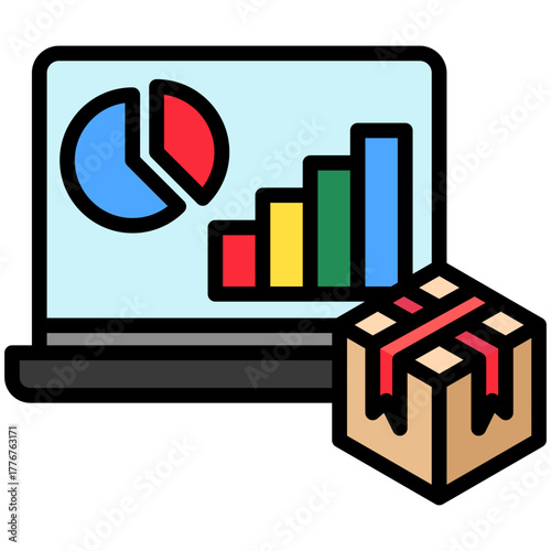 Data Visualization Icon, Mini Illustration Relate To Industry 4-0, Modern Industry. Use For Modern Concept, Ui, Ux Web And App Development.
