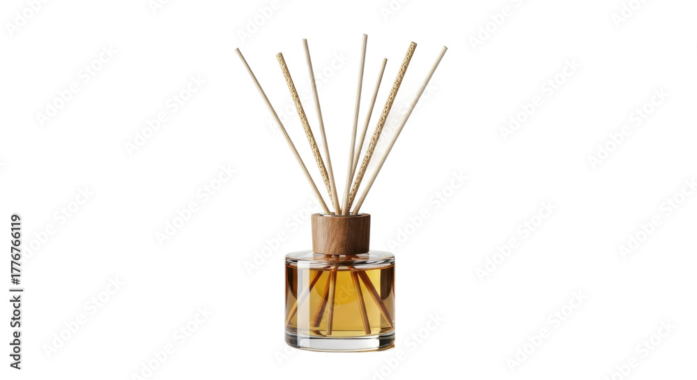 Obraz premium Elegant reed diffuser with scented oil and wooden sticks
