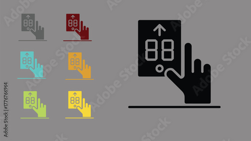 Elevator Up Call Button Hand Icon Lift Building Service Vector illustration