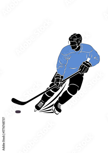 Photography ice hockey player side view