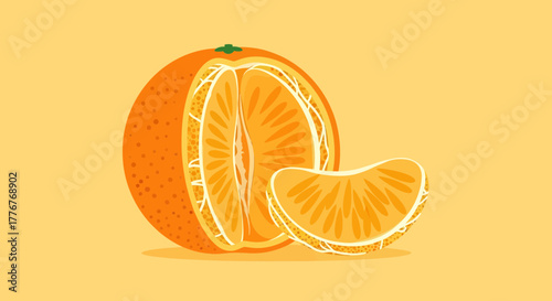 Freshly Sliced Citrus Fruit Illustration: Vibrant Orange Representing Healthy Eating