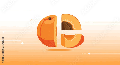 Freshly Sliced Apricot Depicting Dietary Delight and Nutritional Insightful Vector Art