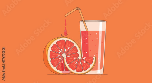 Freshly Squeezed Citrus Juice Artwork Depicting Refreshing Beverage And Fruity Delight