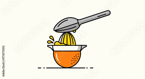 Freshly Squeezed Citrus Juice Being Extracted by A Manual Juicer for A Refreshing Beverage