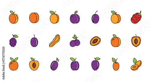 Collection of colorful cartoon fruits