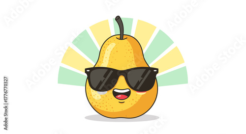 Funky Pear Wearing Sunglasses And Looking Cool And Happy As A Graphic