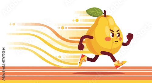 Furious Fruit Runs Bravely Competing on a Track Displaying Speed and Determination
