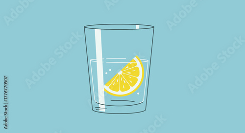 Freshness Infused: A Lemon Slice Submerged Within Cool Glass Of Water