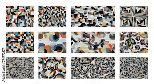 Abstract mosaic patterns and textures in vibrant colors