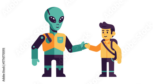 Friendly Alien Encounter: A Handshake Between Extraterrestrial and Human Characters