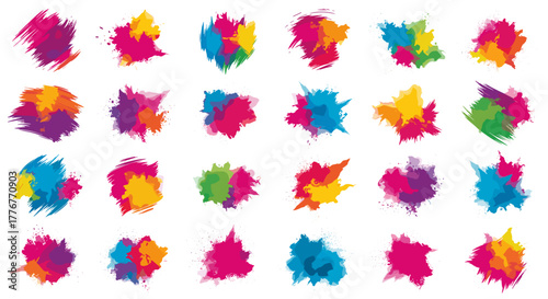 Collection of colorful abstract paint splashes