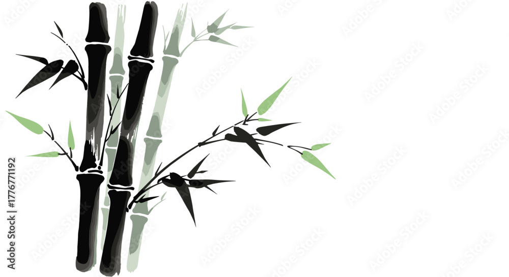 Naklejka premium Traditional ink painting of bamboo stalks