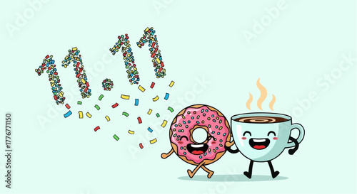 11.11 unique vector banner coffee and donut