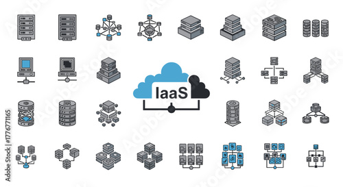 Cloud computing infrastructure as a service iaas icons set