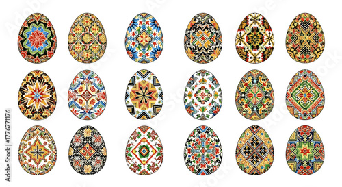 Collection of 15 traditional ukrainian pysanky easter eggs