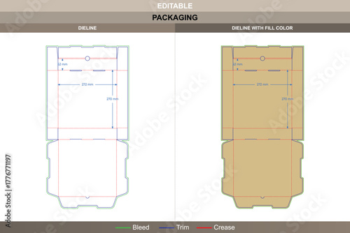 Pizza box with lock dieline structured with vector alignment refining printing clarity packaging setup secure lock die line fold supports delivery stability and neat closure