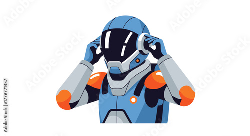 Futuristic Astronaut Prepared For Exploring Space With Advanced Audio Communication Systems.